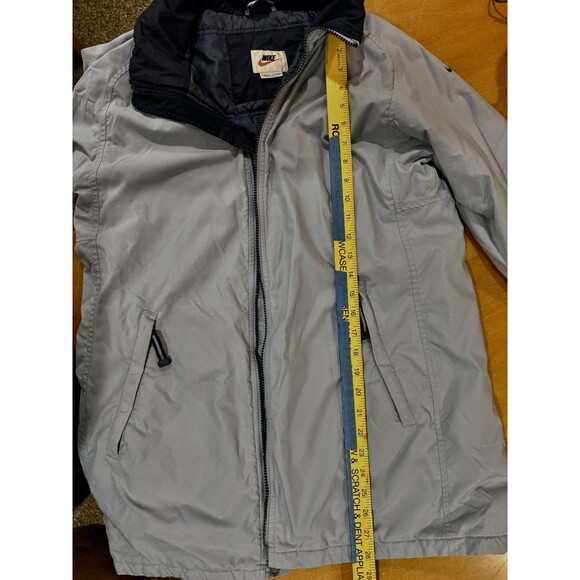 Vintage Y2K Nike Hooded Swoosh Lt Blue Zip Fleece Lined Rain Jacket Medium READ - Picture 6 of 7